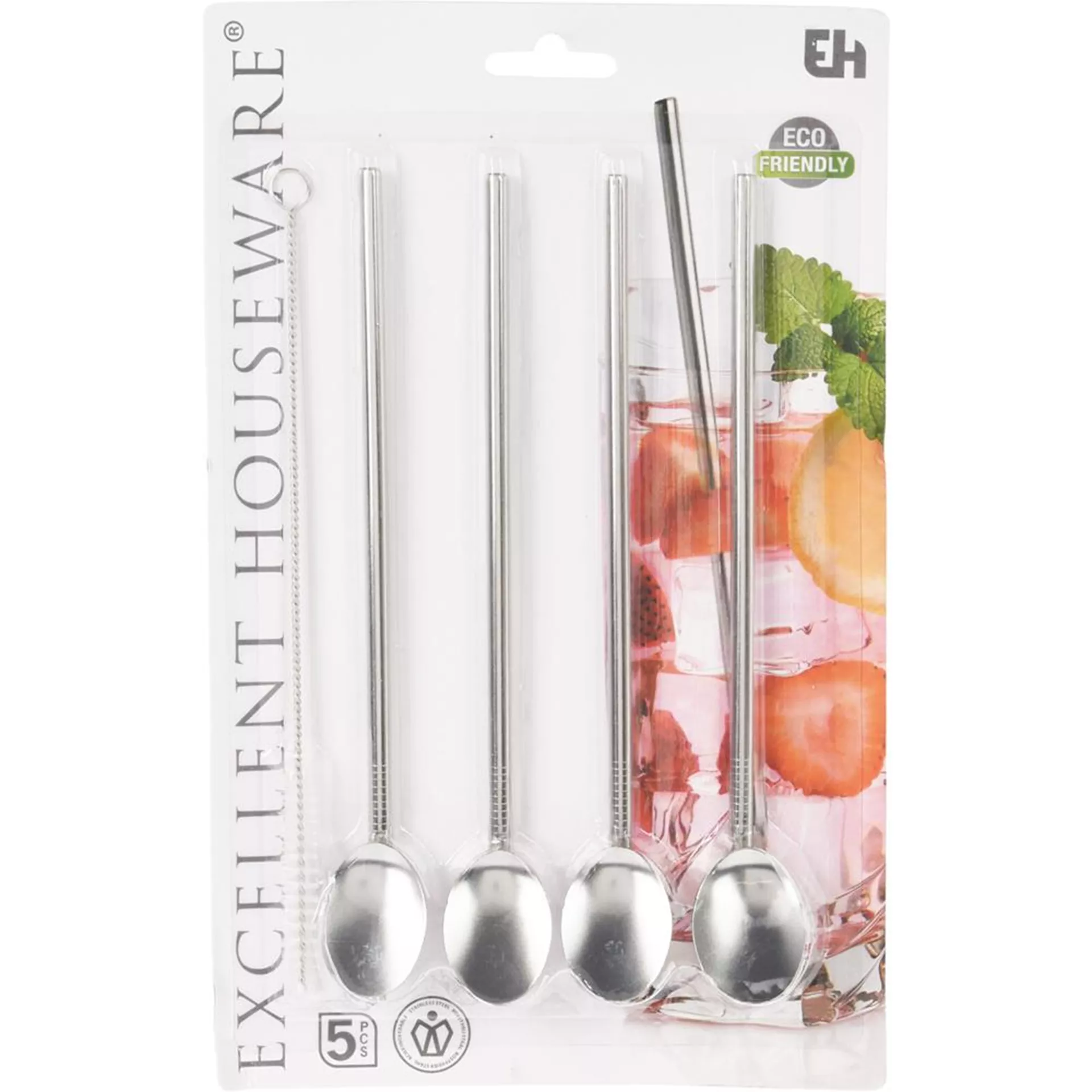 Rietjes RVS Met Lepel Set 5 Stuks Inclusief Borstel