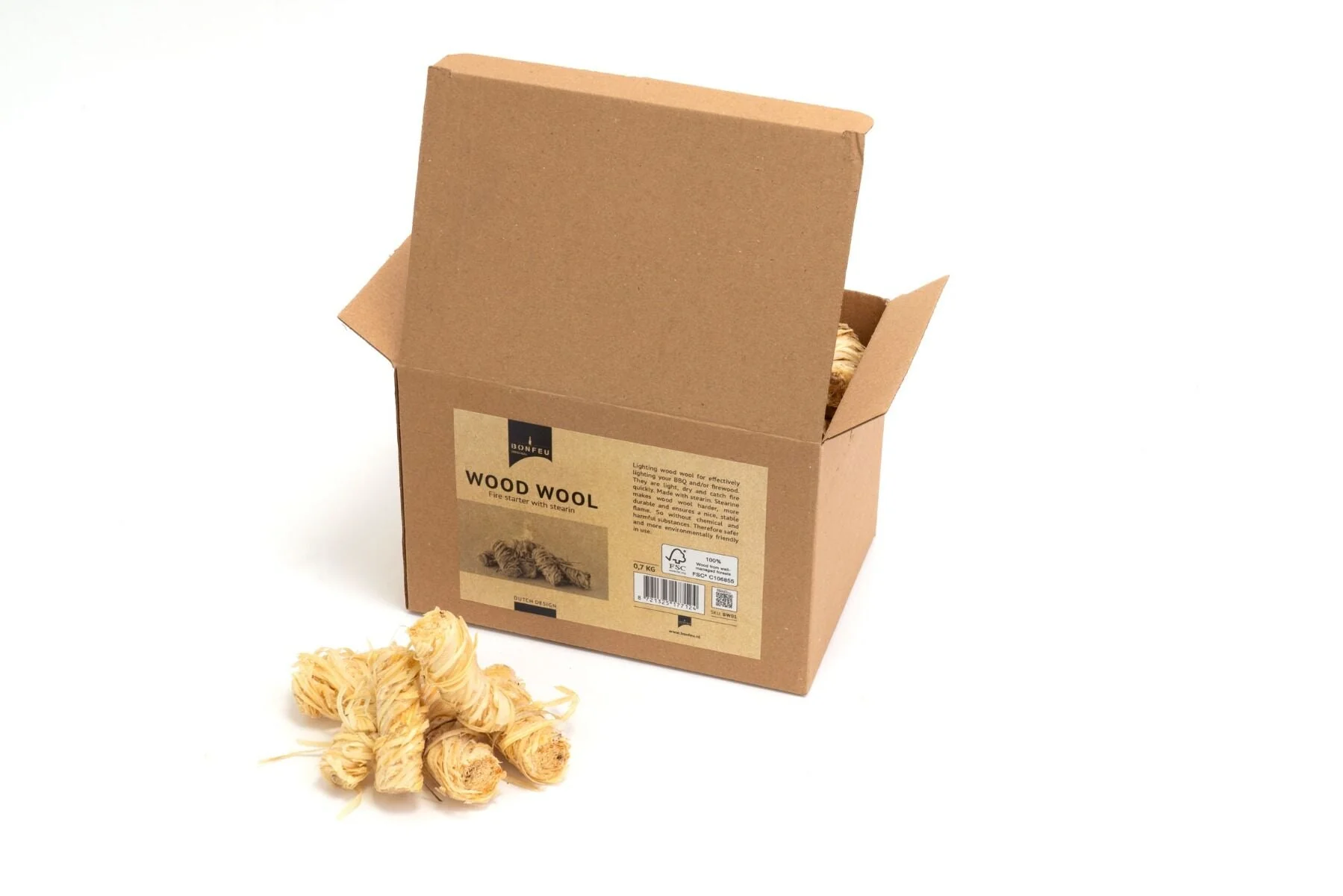 BonFeu Houtwol Aanmaakkrullen 0,7 Kg, 60 Stuks  