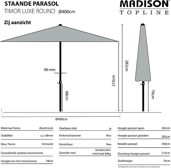 Madison Parasol Timor Luxe 400Cm