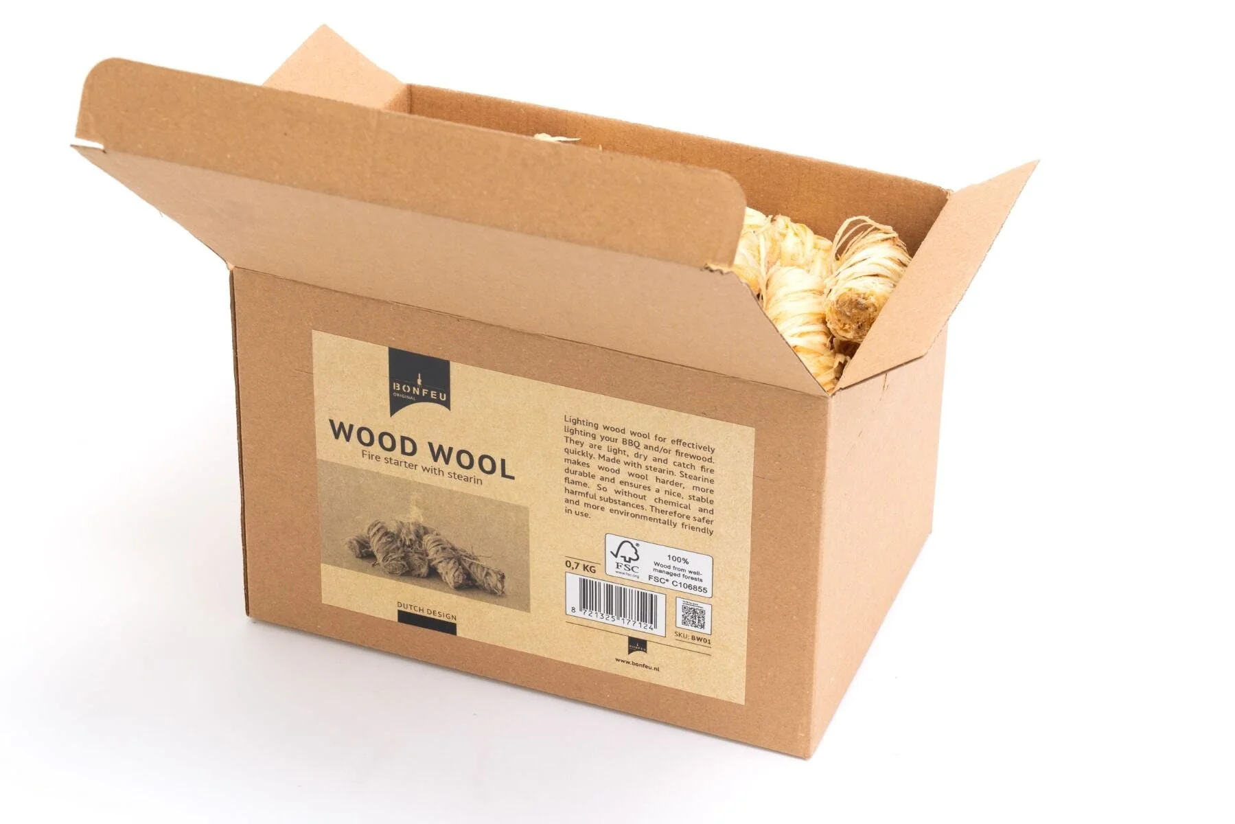 BonFeu Houtwol Aanmaakkrullen 0,7 Kg, 60 Stuks  