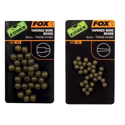 Fox Edges Tapered Bore Beads X 30 - Trans Khaki