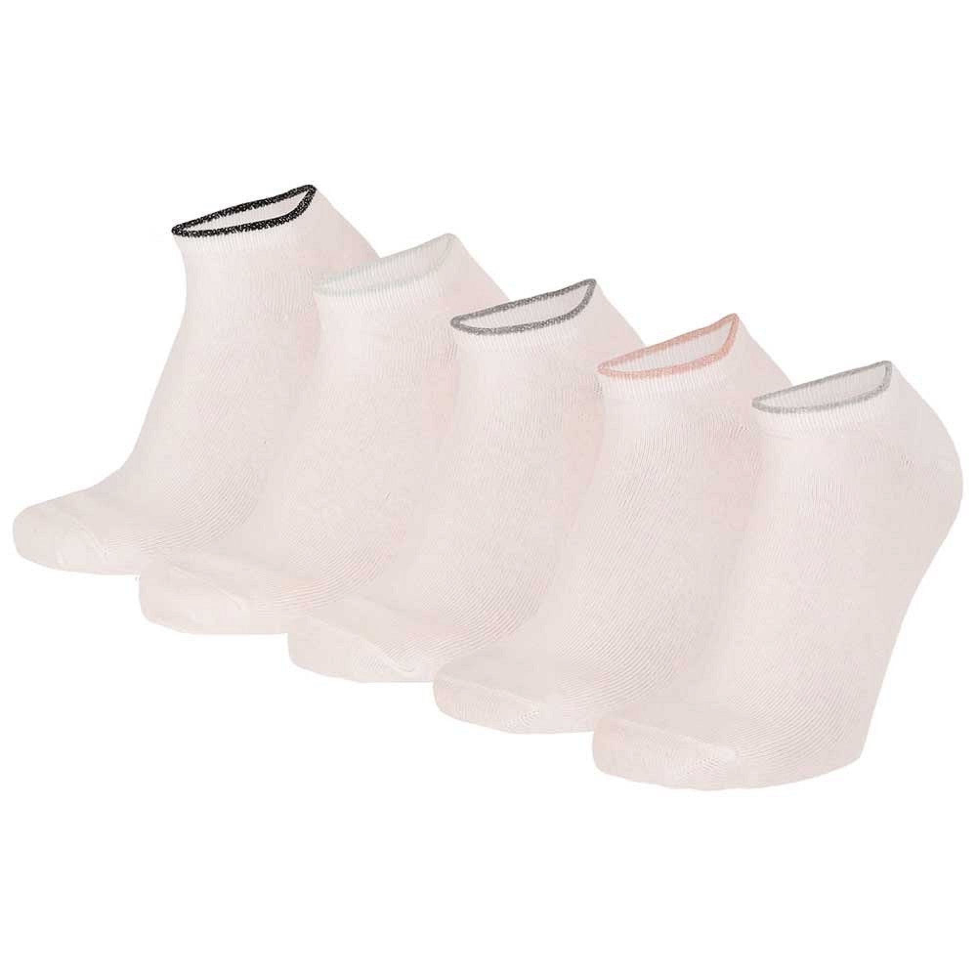 Apollo Ladies Computer Sneaker Socks 5-Pack - White - 36/41