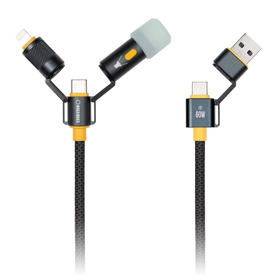 WakaWaka Connect 5-in-1 USB Kabel 60W Met Zaklampje