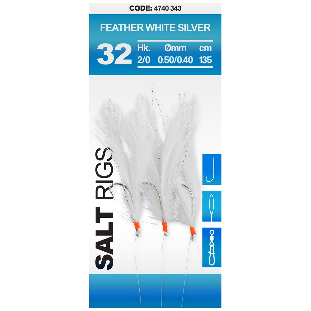 Spro Saltwater Salt Rig Feather White Silver 2/0 0.50/0.40Mm 135Cm