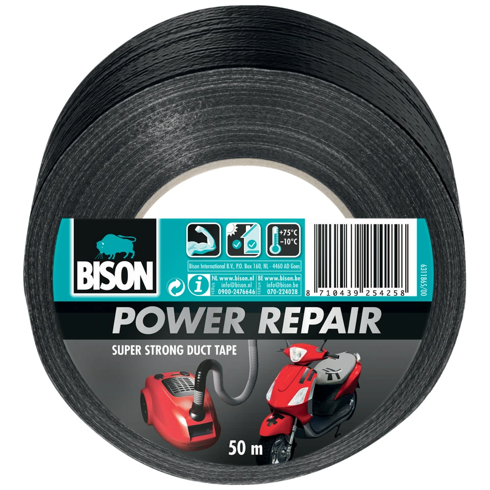 Bison Power Repair Tape Zwart Rol 50 Meter