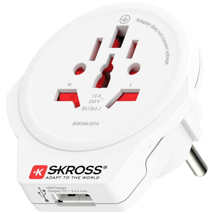 Skross Reisstekker Wereld Naar Europa Usb