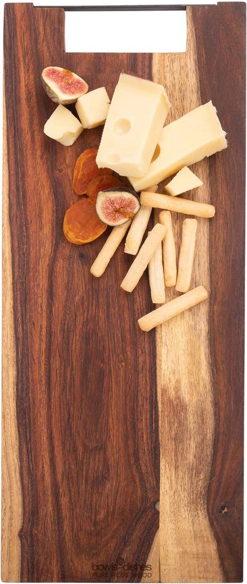 Pure Rose Wood Serveerplank 49 Cm Met Metalen Handvat