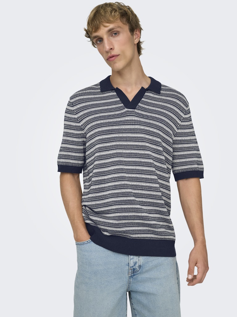 Only & Sons Tilo Life Reg SS Split Neck Knit Heren