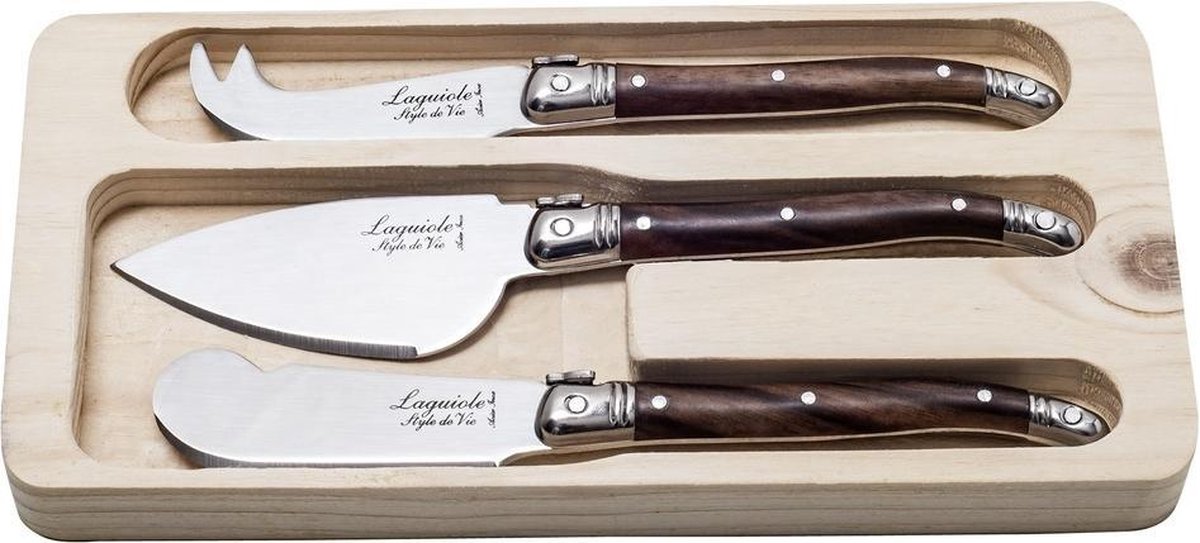 Laguiole Premium Line Kaasmessenset 3-Delig Dark Wood