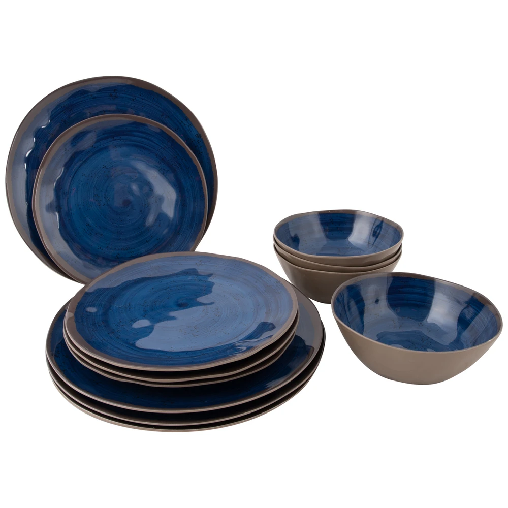 Bo-Camp Servies Halo 12Dlg Melamine Blau