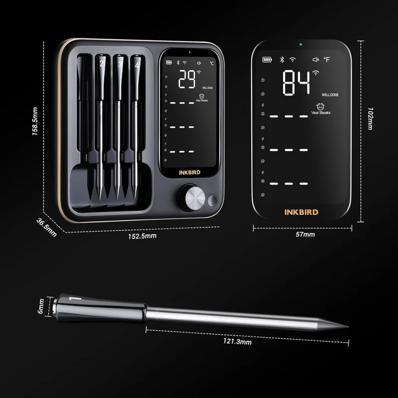 Inkbird INT-14-BW Draadloze Thermometer Met 4 Sondes