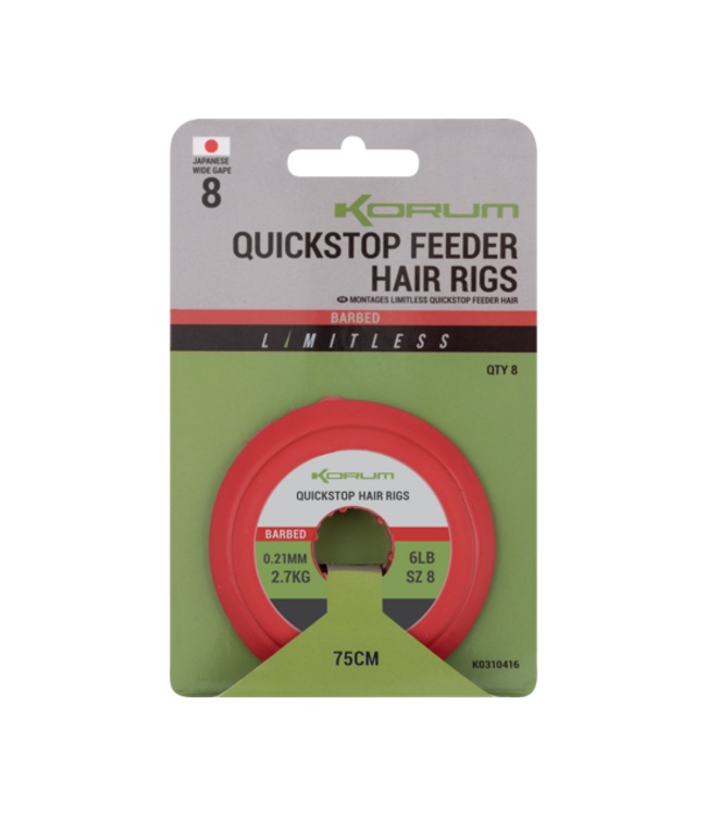 Korum Quickstop Feeder Hair Rigs Haak10 0.19mm 75cm