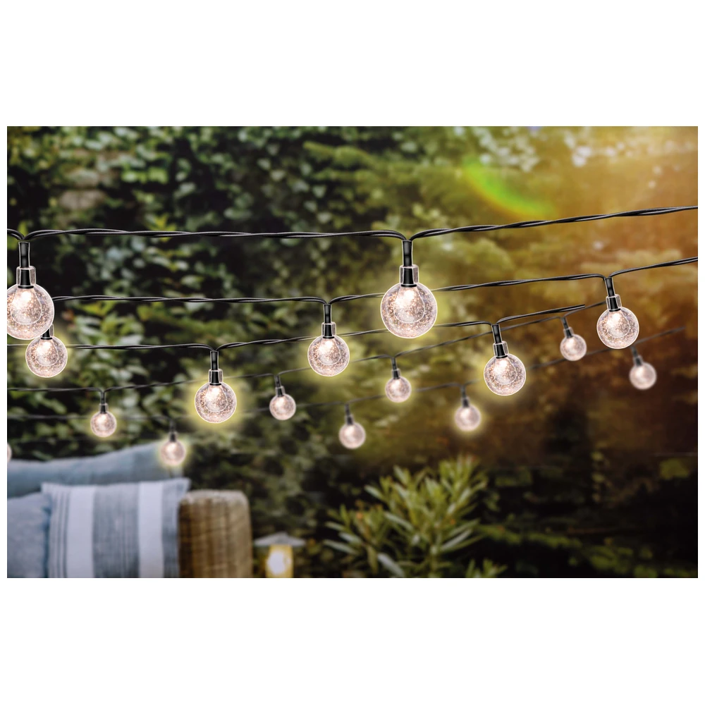 Grundig Solar Lichtsnoer 50 Lampjes 9,35 M Warm Wit 8 Modi