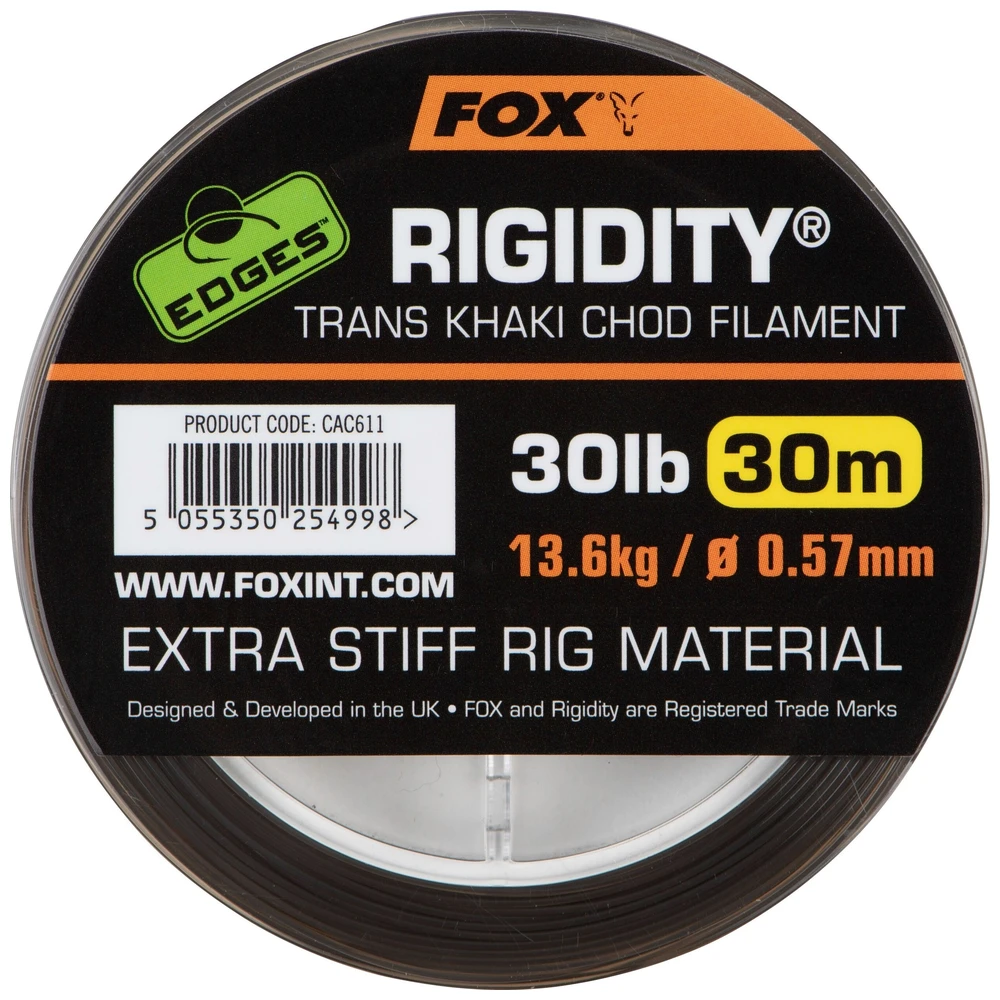 Fox Edges Rigidity Chod Filament 0.53Mm 25Lb X 30M Trans Khaki