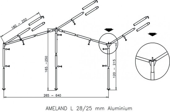 Campking Luifelframe Ameland L 28/25 Mm+Qg Alu