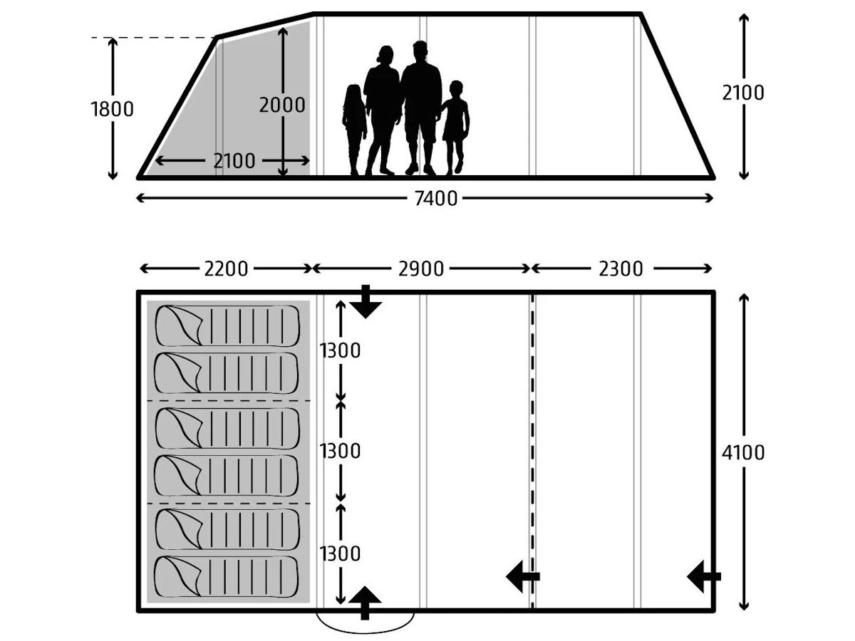 Kampa Tunneltent Croyde 6 Air TC + Gratis Carpet & Footprint