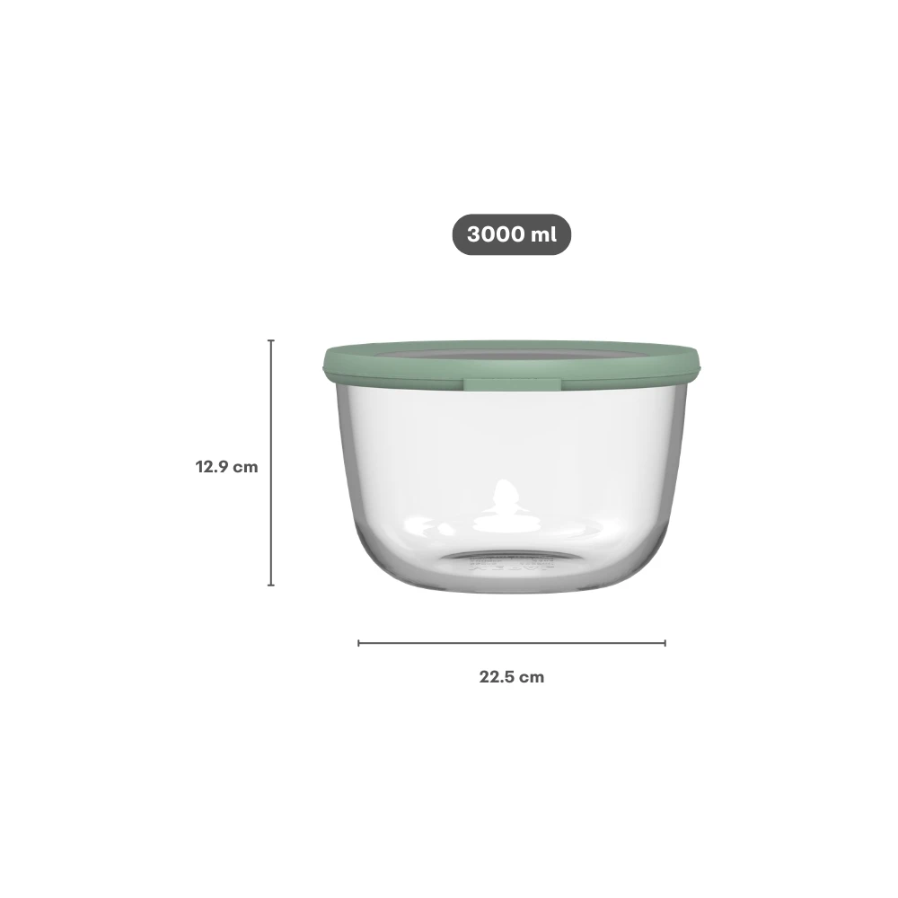 Mepal Glazen Multikom Cirqula Rond 3000 Ml - Nordic Sage