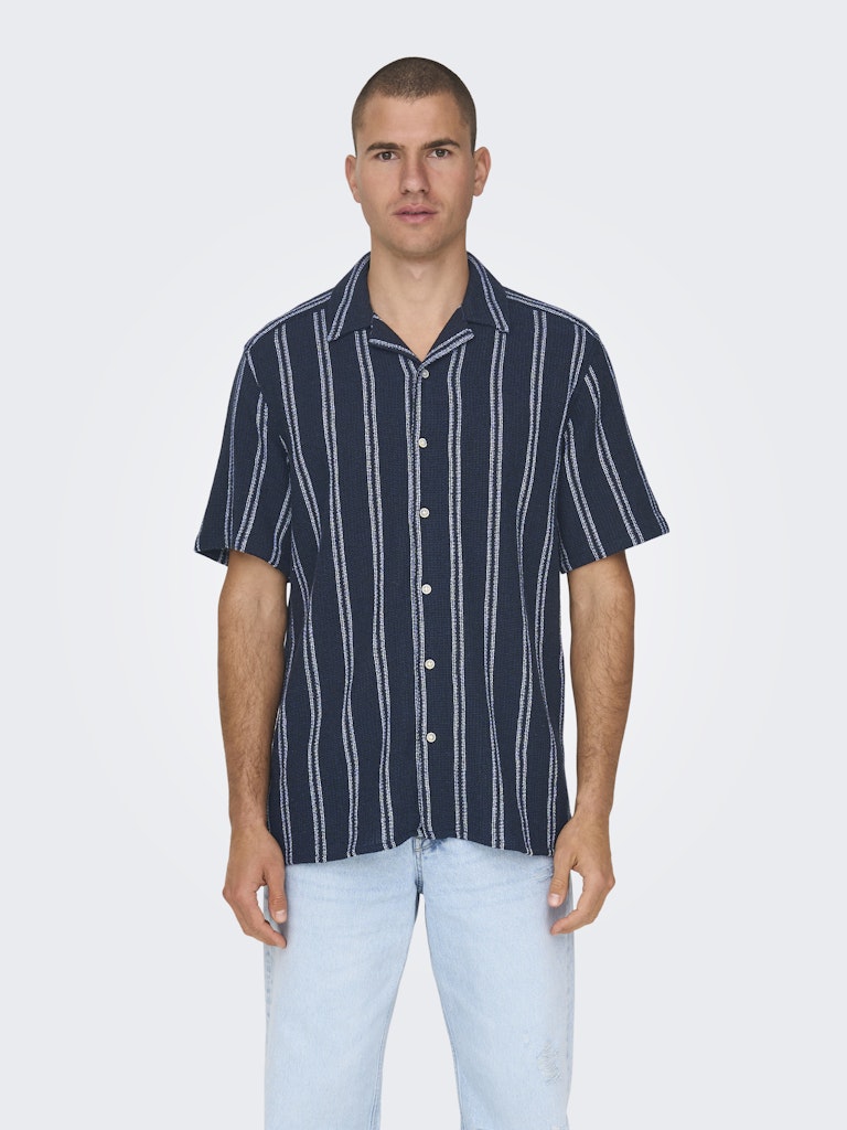 Only & Sons Trev Life Reg Stripe SS Shirt Heren
