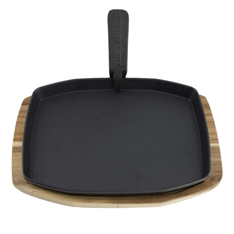 The Bastard Cast Iron Sizzling Plate & Holder 24X32