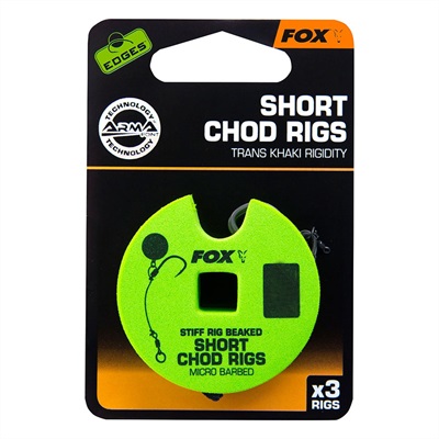 Fox Edge Armapoint Stiff Rig Beaked Chod Rigs X 3 25Lb Sz6 Short