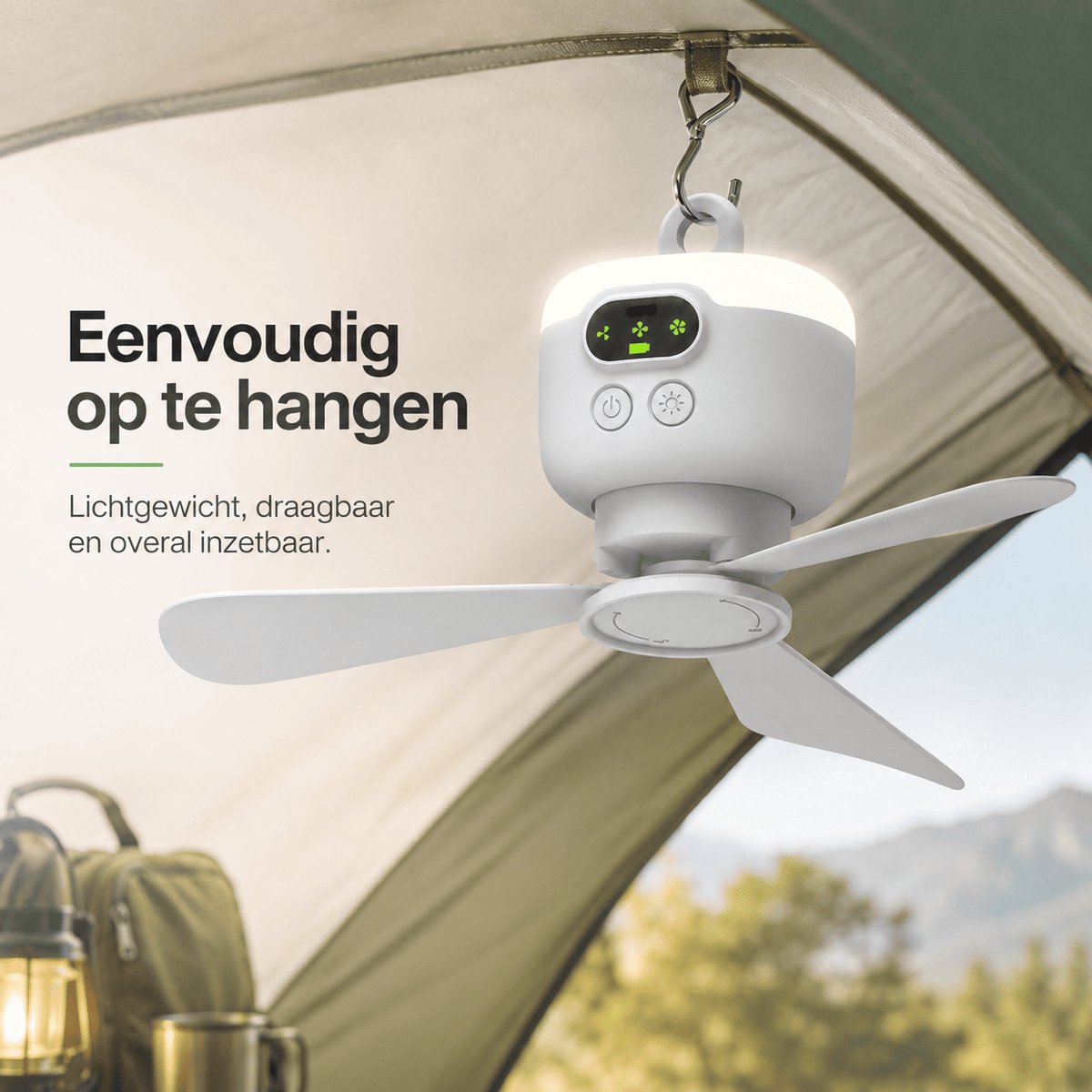 Happy Rhino Plafondventilator camping 27cm 8000mAh USB-C
