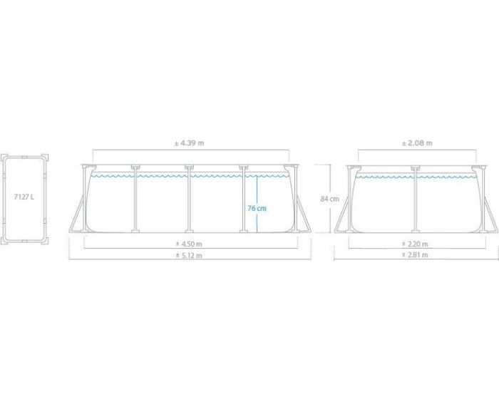 Rechthoekig Frame Zwembad 450 x 220 x 84 cm
