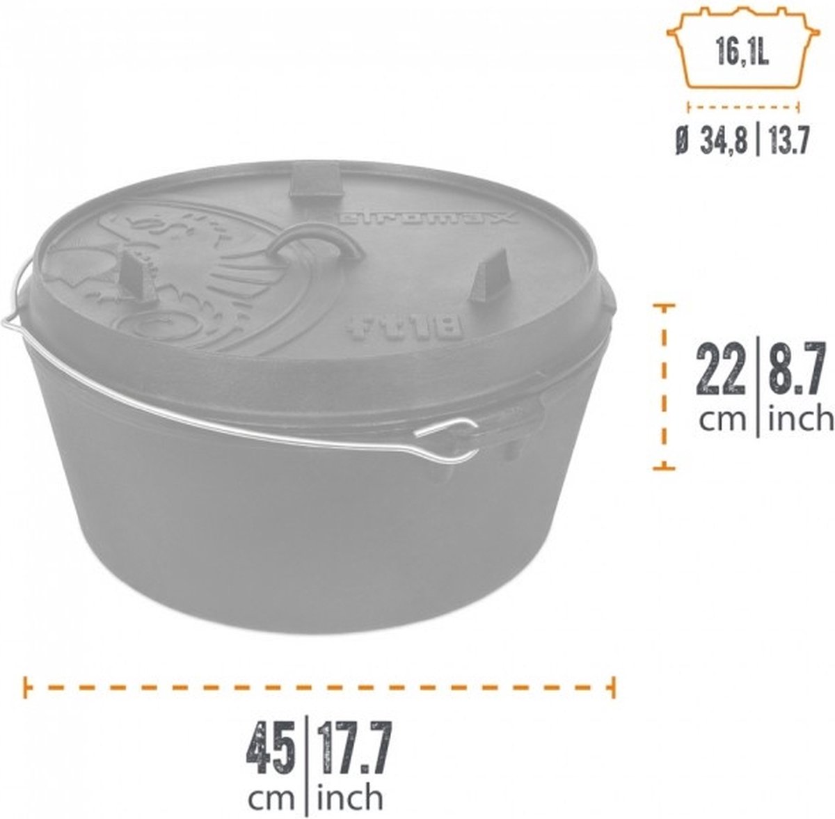 Petromax Dutch Oven Ft18-T 16,1 Liter