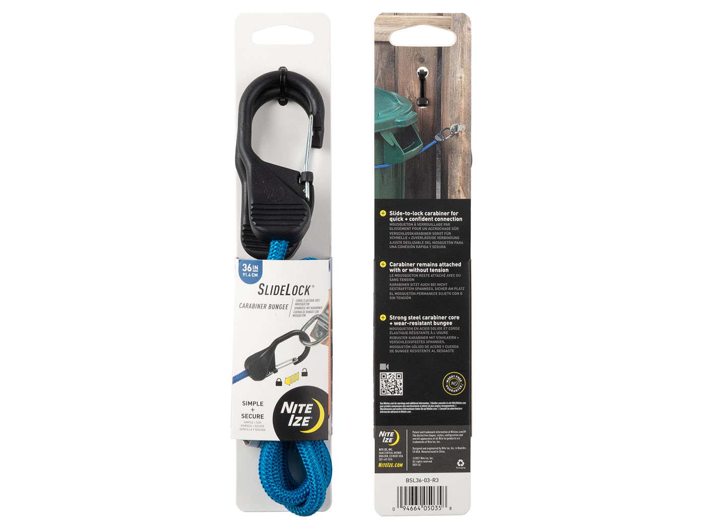 Nite Ize Bungee Karabijnhaak Slidelock Blauw M