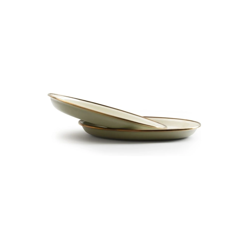 Barebones Enamel 2-Tone Salad Plate Set - Olive Drab