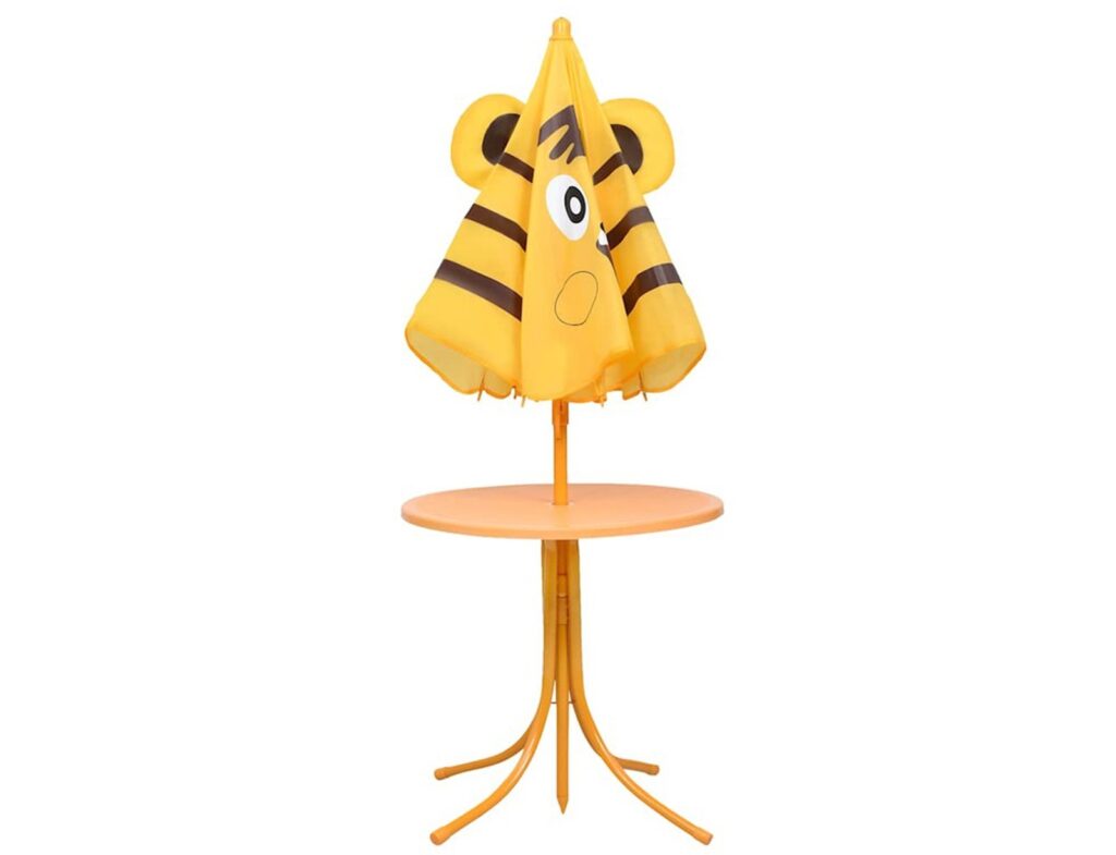 Tuinset Voor Kinderen Set Van 2 Stoelen Tafel EN Parasol Tijger Design