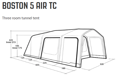 Outwell Opblaasbare Tunneltent Boston 5 Air TC