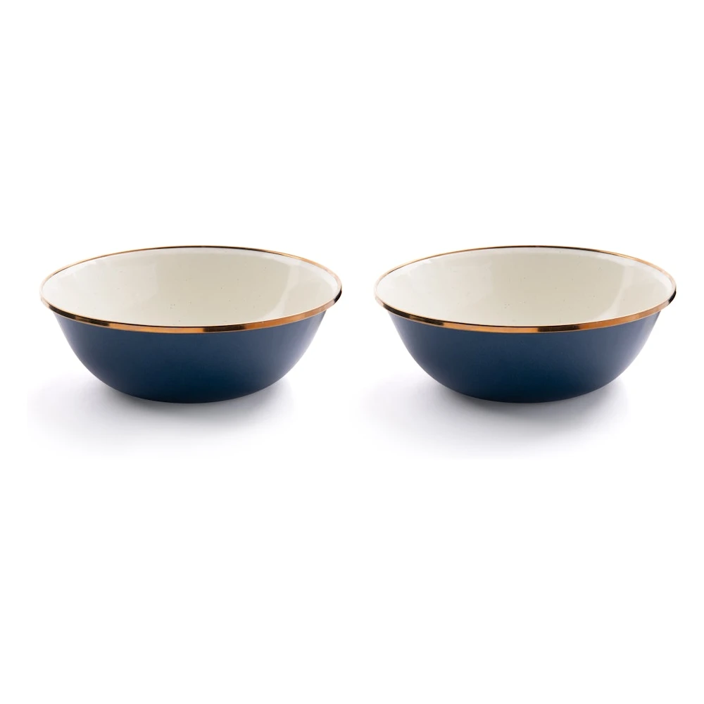 Barebones Enamel 2-Tone Bowl Set - Indigo Blue