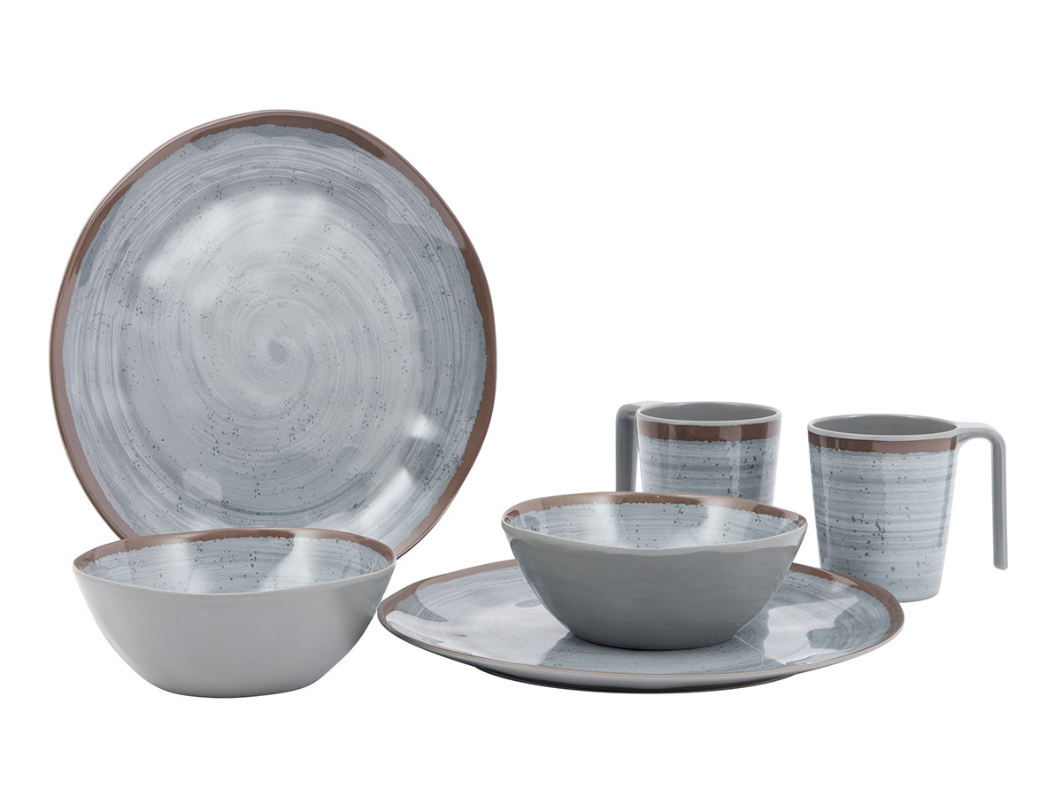 Bo-Camp Servies Halo 6Dlg Grijs