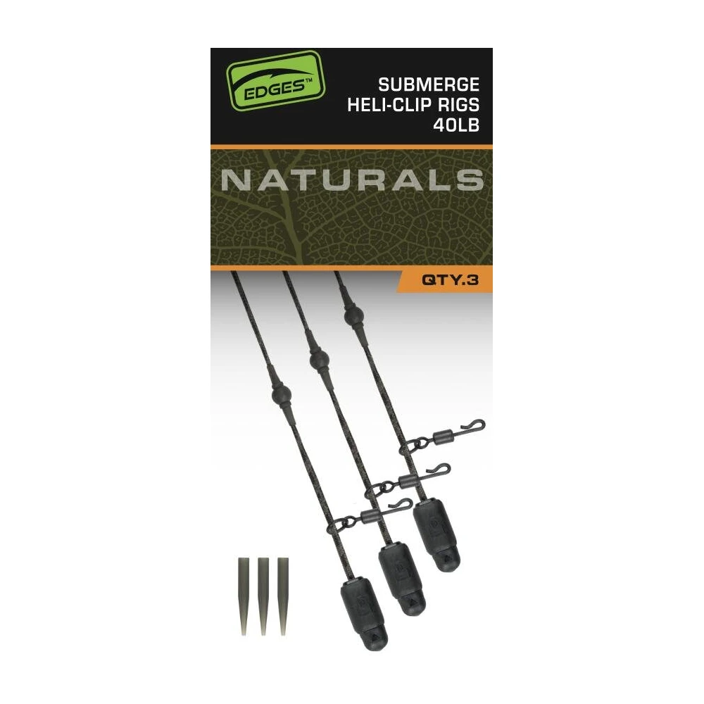 Fox Edges Naturals Heli-Clip Rigs 40Lb Subx3