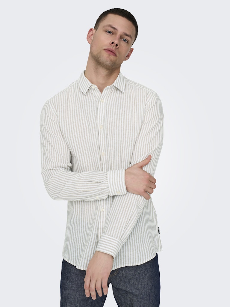 Only & Sons Caiden Ls Stripe Linen Shirt 660 Heren