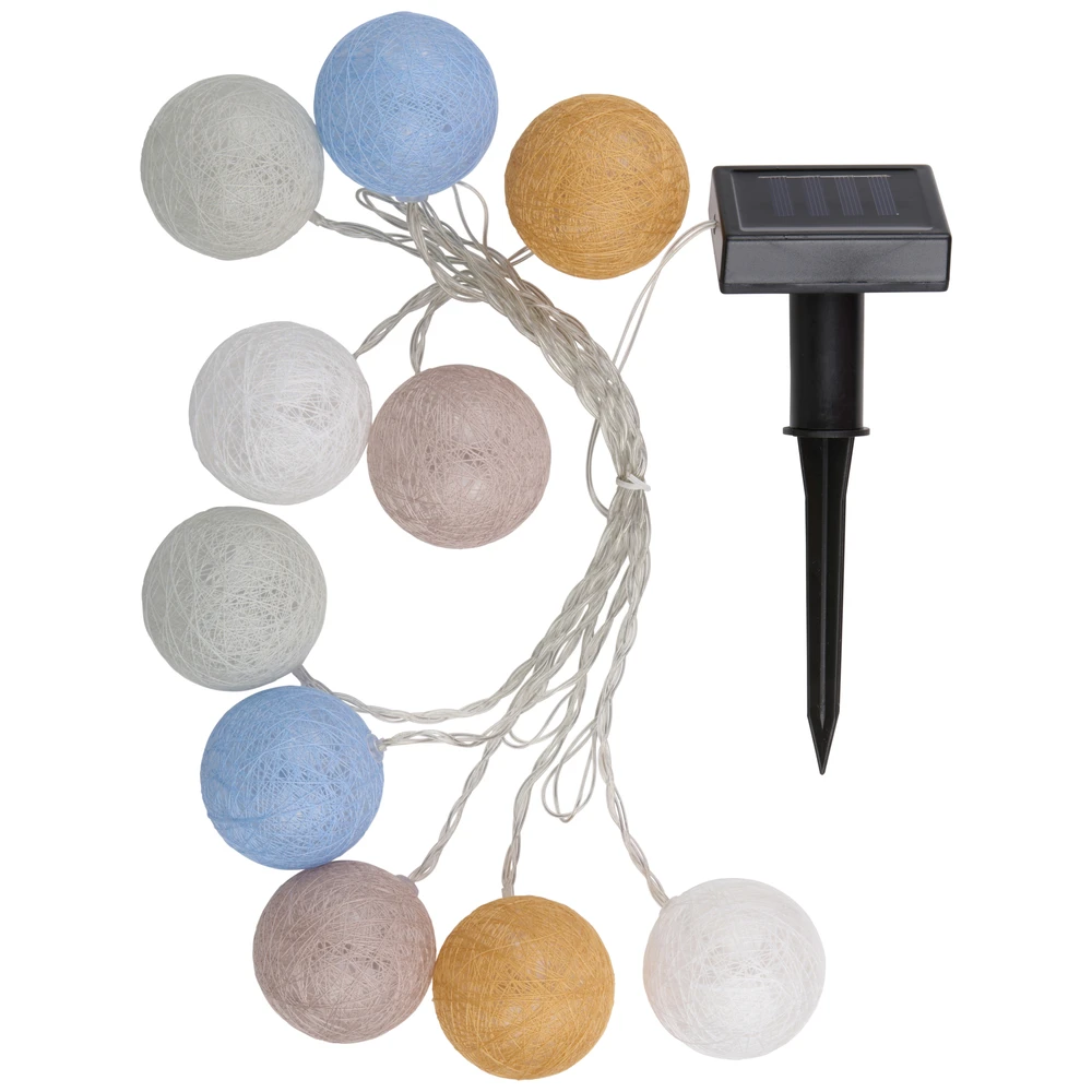 Arti Casa Solar Lichtsnoer Cotton Balls 10 Bolletjes 4,2 M Warm Wit