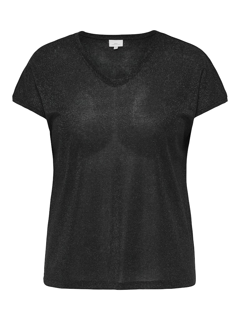 Only Carmakoma Silvery S/S V Neck Lurex Top Dames