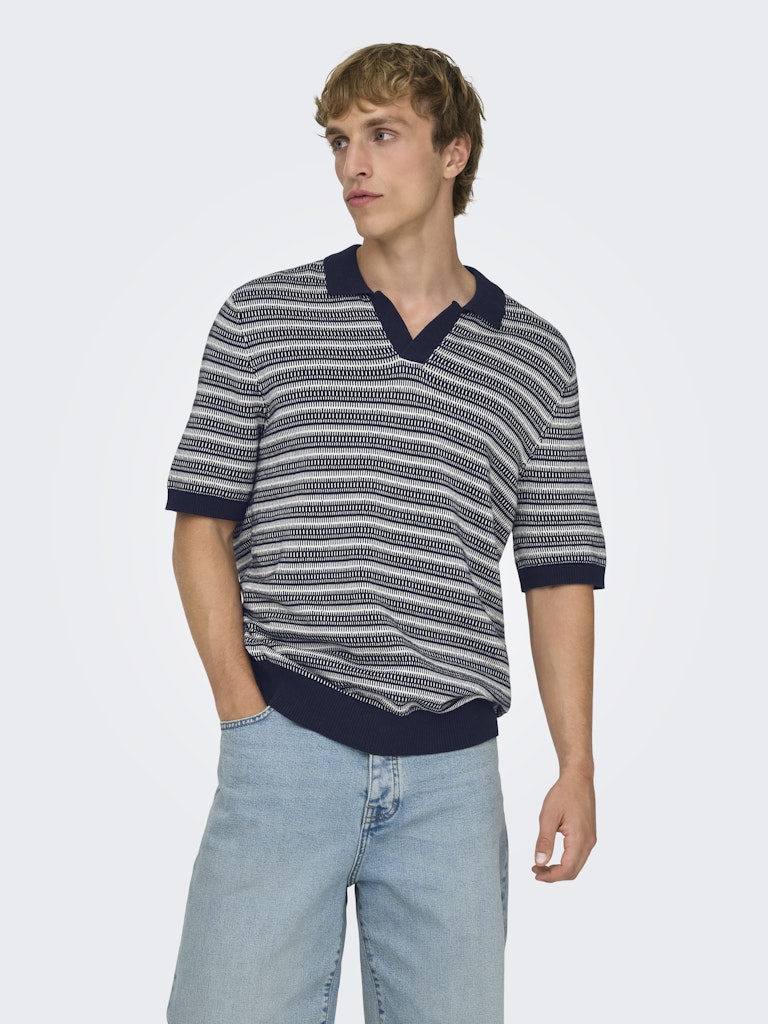 Only & Sons Tilo Life Reg SS Split Neck Knit Heren