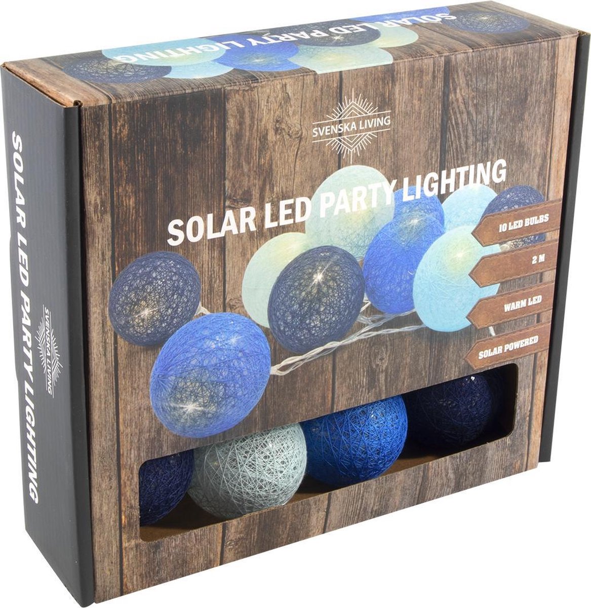 Solar Verlichting 10L Cottonball Blue 20Cm 2M