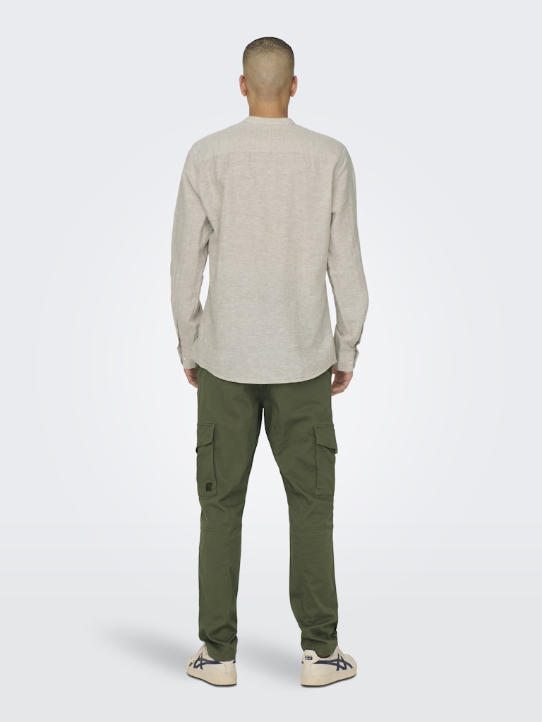 Only & Sons Caiden Ls Solid Linen Mao Shirt Heren
