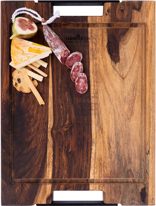 Pure Rose Wood Steakplank 40 x 30 Cm Met Sapgoot en Handvatten