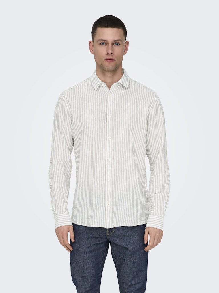 Only & Sons Caiden Ls Stripe Linen Shirt 660 Heren