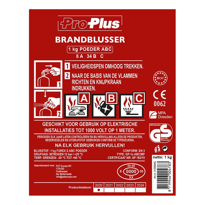 ProPlus Brandblusser 1Kg Abc Nl Met Mano