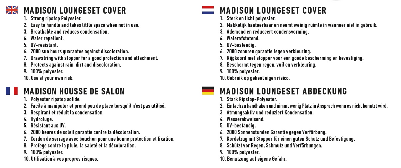Madison Lounge Cover 255X255X100Xh70 Grey
