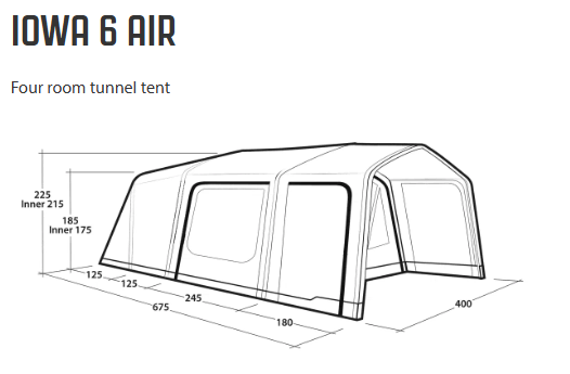 Outwell Opblaasbare Tunneltent Iowa 6 Air