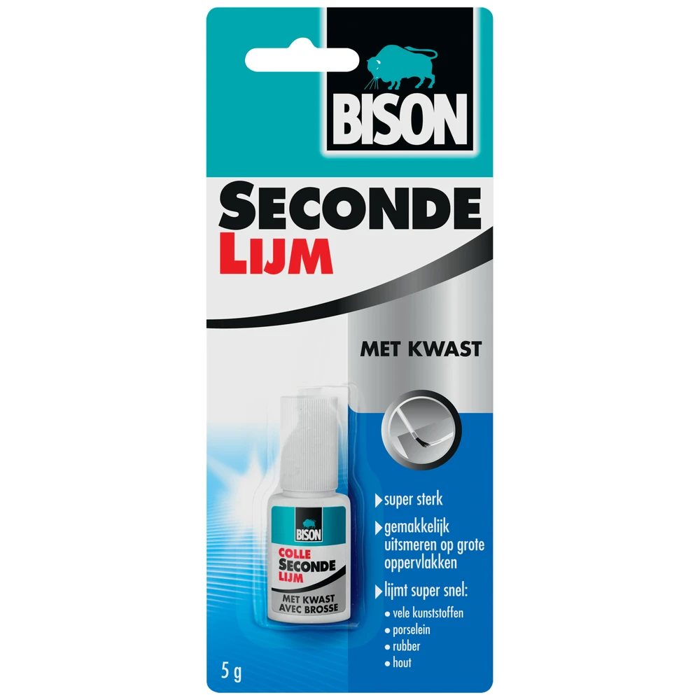 Bison Secondelijm Met Kwast 5 G Flacon Kaart