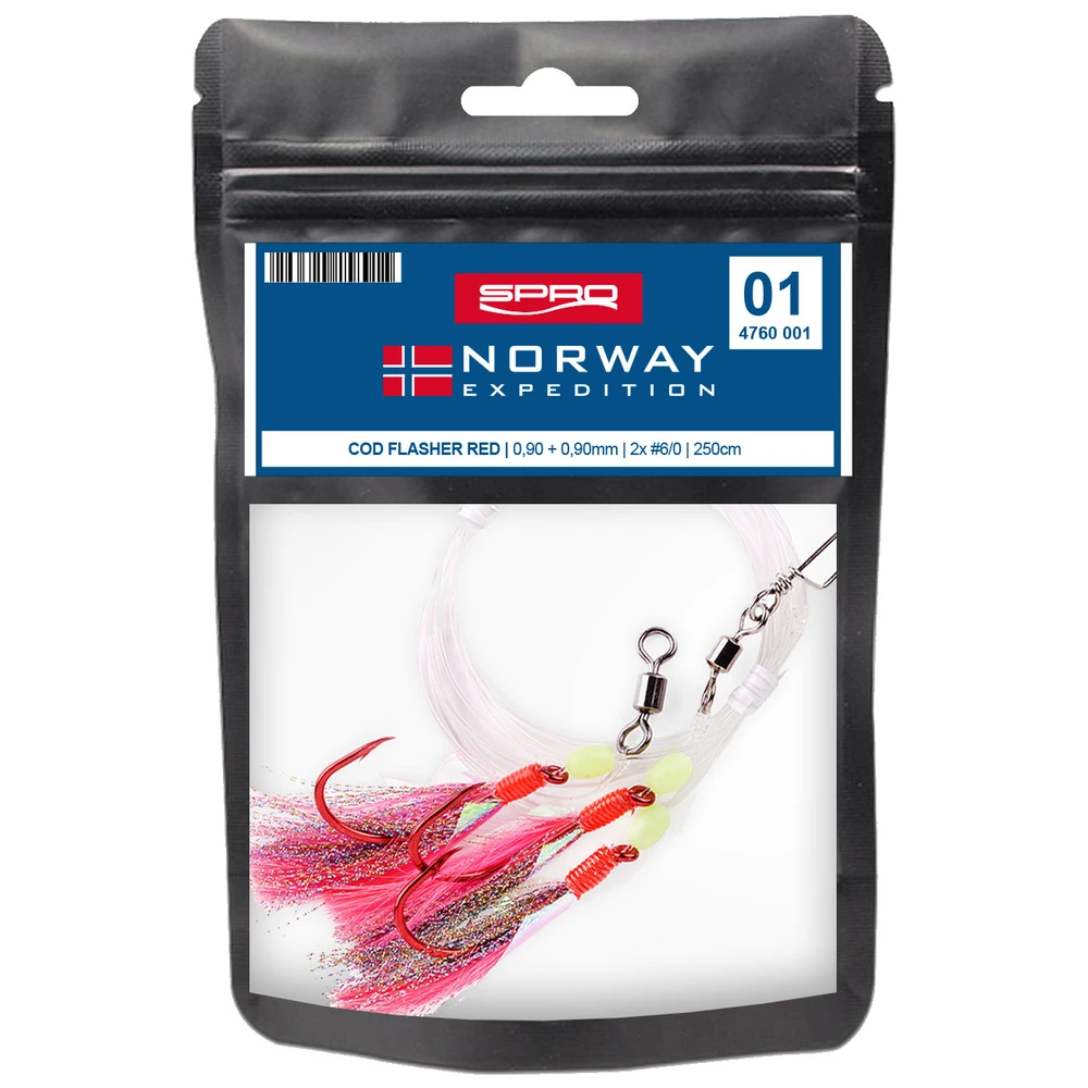 Spro Saltwater Cod Flasher Red 0.90+0.90Mm 2X6/0 250Cm