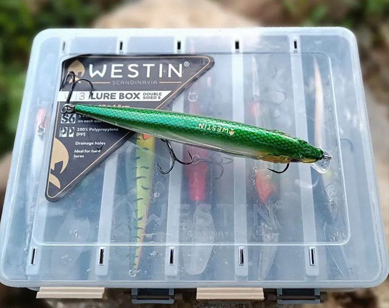 Westin W3 Lure Box Double Sided S6 285X19X5CM Grey/Clear