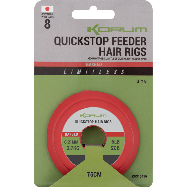 Korum Quickstop Feeder Hair Rig Haak12 0.19mm 75cm