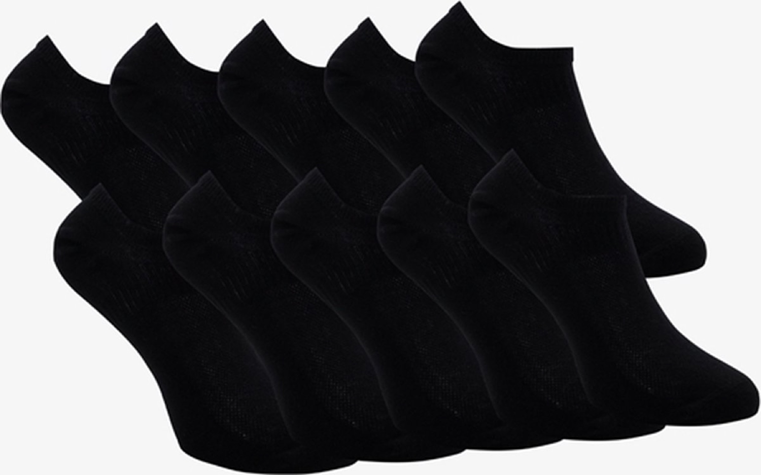 Apollo Adults No Show Sneaker Socks Basic 10-Pack - Black - 36/41